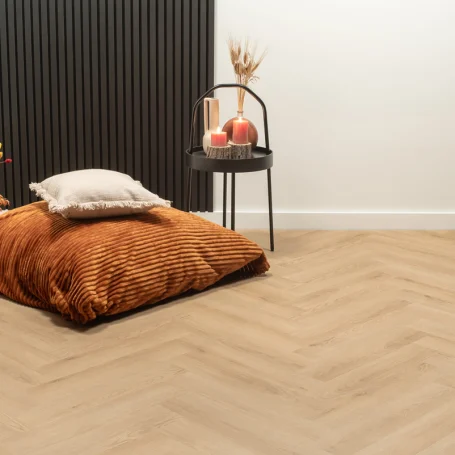 Floer Visgraat Click PVC vloer Natuur Eiken sfeer front akupanel