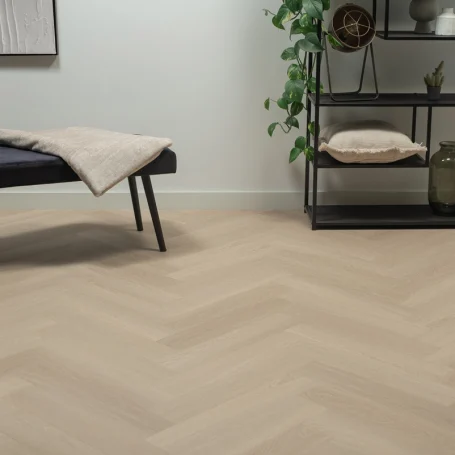 Floer Visgraat PVC vloer Beige Eiken sfeer front