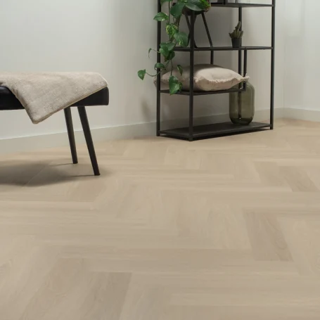 Floer Visgraat PVC vloer Beige Eiken sfeer perspectief