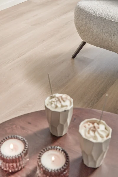 Floer Dorpen PVC vloer Callantsoog Cremewit Eiken woonkamer