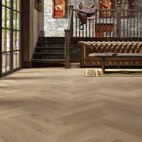 Floer Hybride Laminaat Visgraat vloer Grijsbeige Eiken sfeer