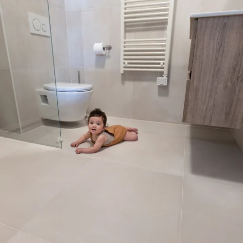 Betonlook tegels in de badkamer